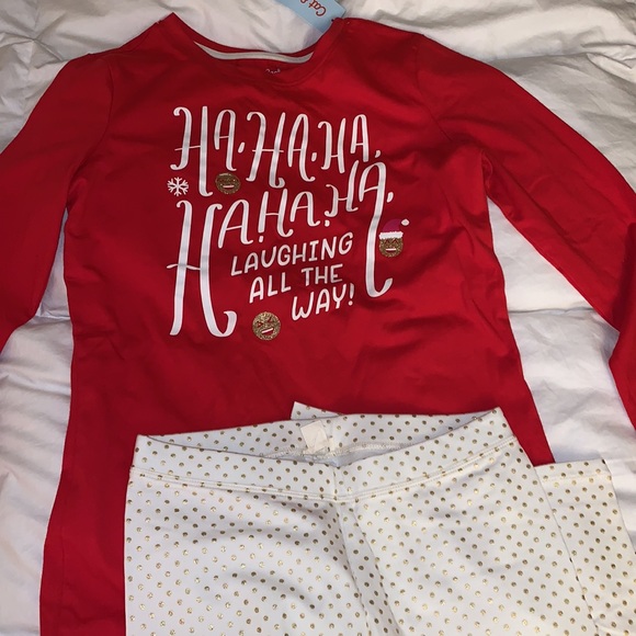 Crewcuts full length leggings white and gold 16 and long sleeve Christmas shirt - Picture 2 of 9